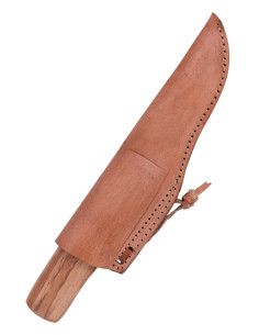 Coltello medievale in acciaio con fodero in cuoio (22 cm.) 2
