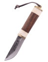 Coltello medievale in acciaio con manico in osso con fodero (24,5 cm.)