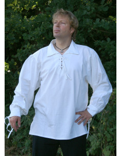 Camicia medieval in cotone con lacci color naturale