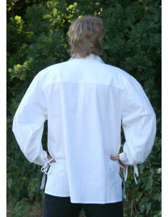 Camicia medieval in cotone con lacci color naturale 2