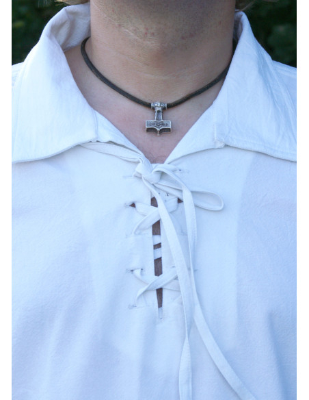 Camicia medieval in cotone con lacci...