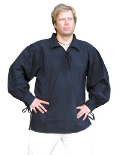 Camicia medieval in cotone con lacci di colore nero