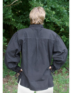Camicia medieval in cotone con lacci di colore nero 2