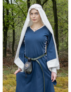 Abito medievale aperto Bliaut Amal, blu naturale 2