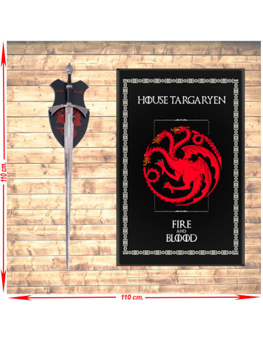 Pacchetto Banner + Spada demoniaca Targaryen della Casa del Drago