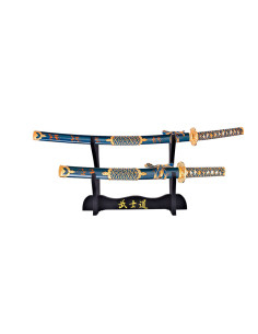 Samurai Katana, Wakizashi e pacchetto supporto, Blu-Oro
