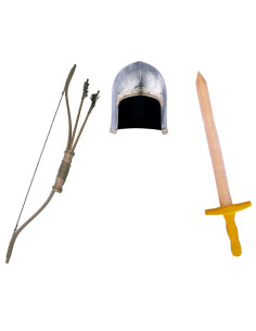 Pacchetto ragazzo arciere: arco, elmo e spada