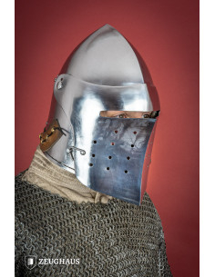 Bacinella medievale con visiera integrale, in acciaio lucido 2