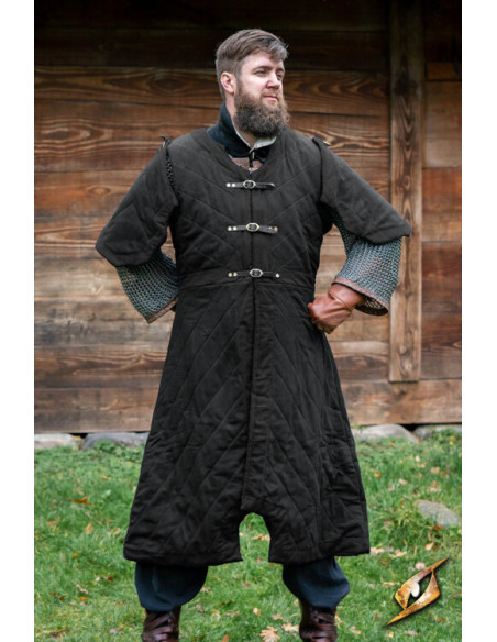 Modello gambeson medievale Dastan, nero