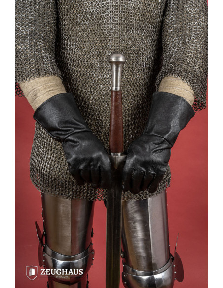 Guanti medievali in pelle nera, varie...