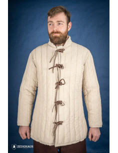 Gambeson medievale spesso con lacci, colore naturale