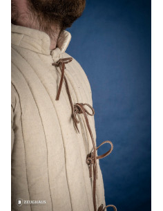 Gambeson medievale spesso con lacci, colore naturale 2