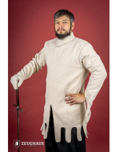 Gambeson medievale leggero con guanti, colore naturale 2