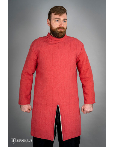 Gambeson medievale in cotone da fanteria, colore rosso