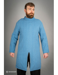Gambeson medievale in cotone da fanteria, blu