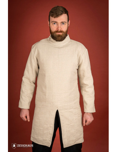 Gambeson medievale in cotone da fanteria, colore naturale