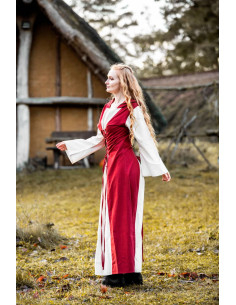 Abito medievale modello Genefe, Rosso-Naturale 2