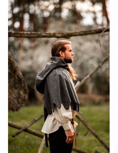 Gugel medievale in lana modello Henri, grigio