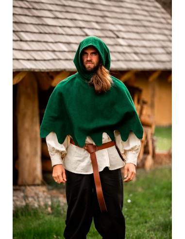 Gugel medievale in lana modello Henri, verde