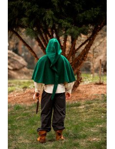 Gugel medievale in lana modello Paul, verde 2