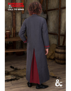 Cappotto da strega medievale, colore grigio-rosso 2