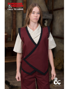 Gilet da monaco medievale, bordeaux-nero