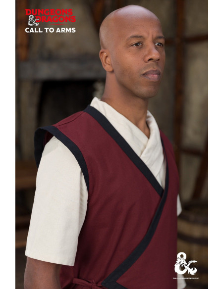 Gilet da monaco medievale, bordeaux-nero