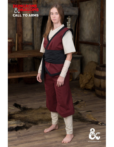 Gilet da monaco medievale, bordeaux-nero