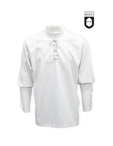 Camicia pirata in cotone bianco naturale