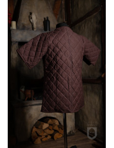 Gambeson medievale imbottito a maniche corte, marrone 2