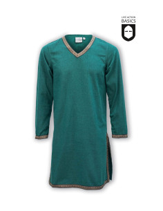 Tunica medievale lunga in cotone, verde