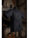 Gambeson medievale imbottito a maniche corte, nero