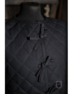 Gambeson medievale imbottito a maniche corte, nero 2