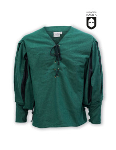 Camicia medievale Lansquenete, verde-nera