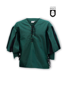 Camicia medievale Lansquenete, verde-nera 2