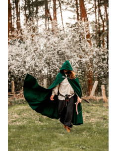 Mantello medievale in lana modello Tjark, colore verde