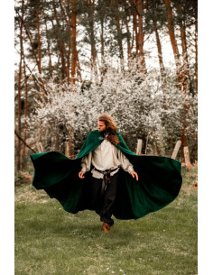 Mantello medievale in lana modello Tjark, colore verde 2