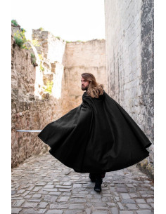 Mantella medievale in lana modello Tjark, colore nero 2