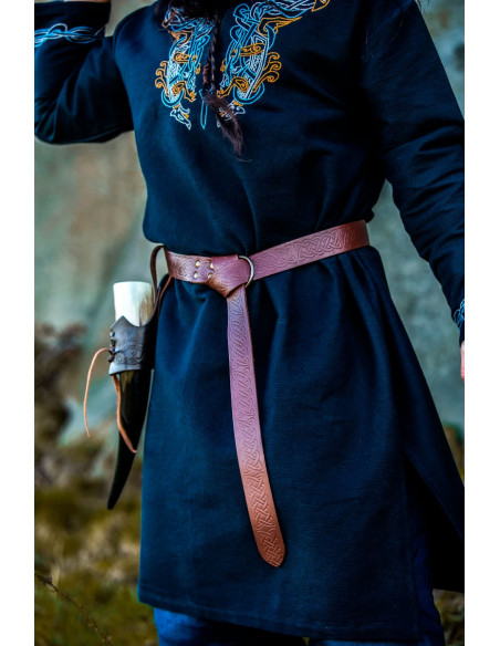 Cintura in pelle con stampa celtica,...