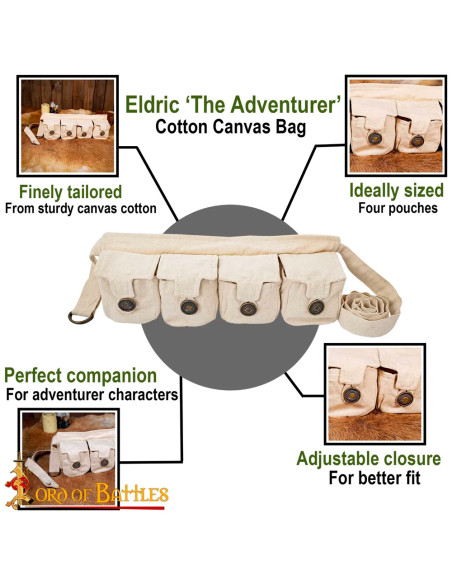 Cintura Druid con 4 tasche in cotone