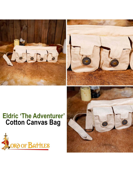 Cintura Druid con 4 tasche in cotone