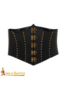 Corsetto da pirata in pelle nera Anne Bony