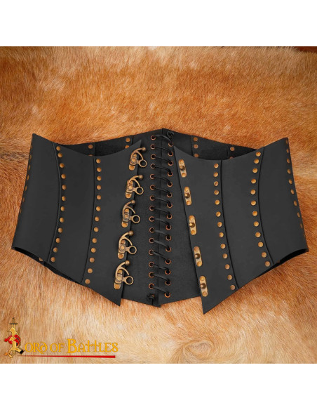 Corsetto da pirata in pelle nera Anne...