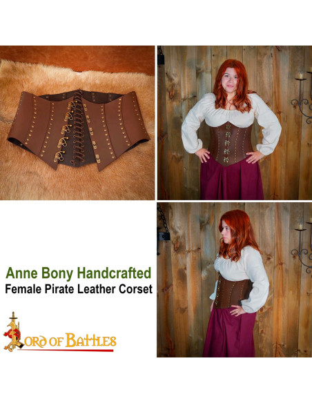 Corsetto in pelle marrone Pirate Anne...