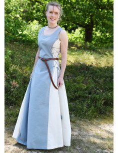Abito medieval senza maniche modello Jarle, blu-naturale