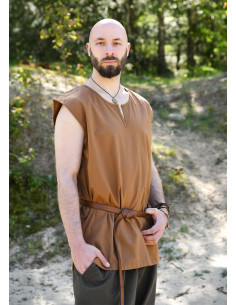 Tunica medieval senza maniche modello Clement, marrone 2