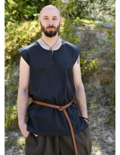 Tunica medieval senza maniche modello Clement, blu scuro