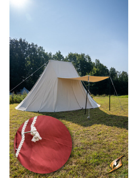 Tenda rossa medievale per guerrieri,...