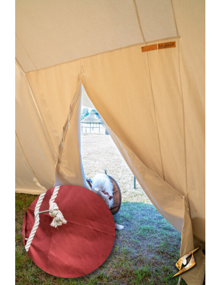 Tenda rossa medievale per guerrieri,...