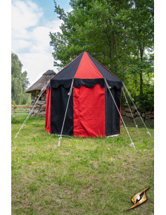Padiglione tenda medievale, nero-rosso 3 metri. (Versione...